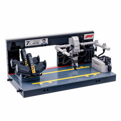 Trilumity Building Block Set: Apx Gp F1 Pit Lane Gate 7 | Includes a Complete Set of Stickers (489Piece)