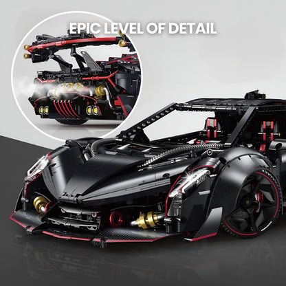 Trilumity Motorized Building Block Set: 1:8 Lamborghini Veneno Limited Edition Obsidian V12 Supercar | 64cm | Remote Controlled | 3809-Piece
