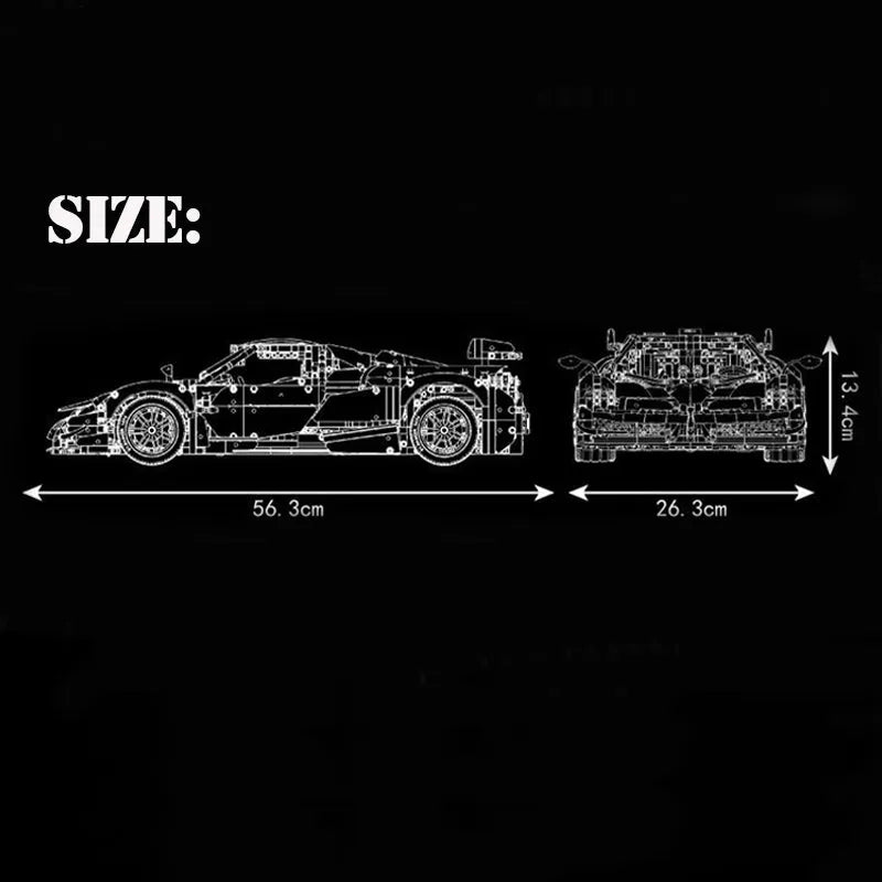 Mould King MOC Motorized Building Block Set: Supercar Pagani Huayra Racing Car, Model 13182