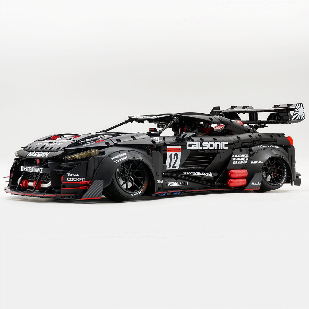 Trilumity Motorized Building Block Set: 1:8 Nissan GTR R35 Widebody Black Warrior Custom Edition | Black Beast | 3939+-Piece