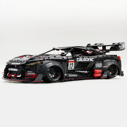 Trilumity Motorized Building Block Set: 1:8 Nissan GTR R35 Widebody Black Warrior Custom Edition | Black Beast | 3939+-Piece