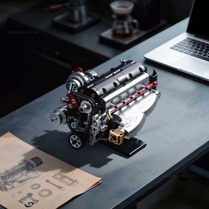 Trilumity Building Block Set: 2Jz-Gte Engine | Single Turbo Japanese Inline 6 Engine(974Piece)