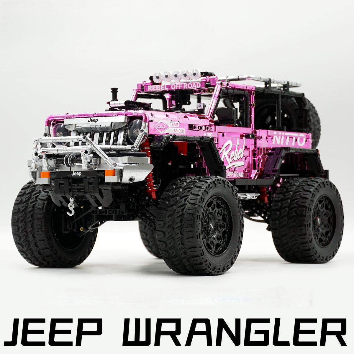 Trilumity Jeep Wrangler Off-Road Electroplating Pink Limited Edition Building Block Set, 1:6 Scale, Remote Control, 2,121-Piece