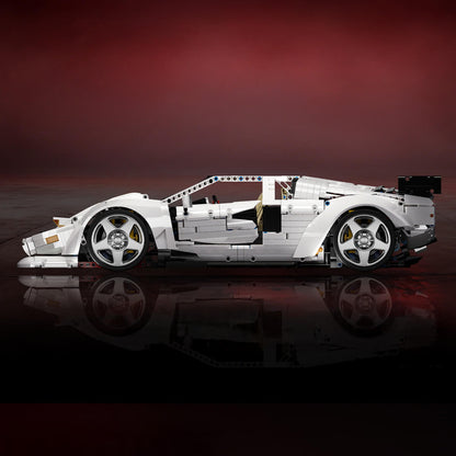 Trilumity Building Block Set: 1:8 Widebody Classic Italian 80s Icon – Pearlescent White Edition (4301-Piece)