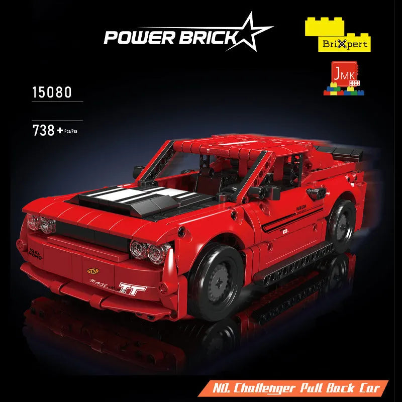 Mould King Building Block Set: Challenger Pull Back Sports Car, Model K15080
