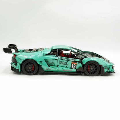 Trilumity Building Block Set: 1:8 Lamborghini Aventador Svj Lbwk | Baked Enamel Mint Green Limited Bull Widebody Supercar (4990+-Piece)