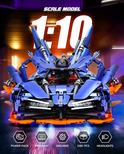Trilumity Building Block Set: 1: 10 Apollo X1 Modified Version with Remote Control, Drift, Color Light Wheels, Jet Propulsion, Armor Explosion Mode