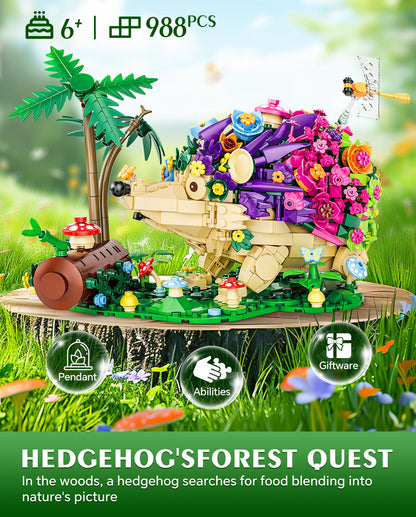 Trilumity Hedgehog Flowers, Cute Insects Animals Collection Model Jungle Animal Crossing Building Block Set, 988-Piece