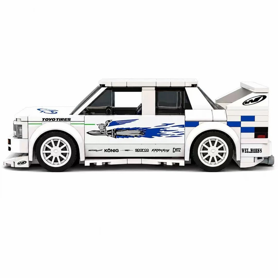 Trilumity Building Block Set: Blue & White Volkswagen Jetta | Includes a complete set of stickers| 239Piece