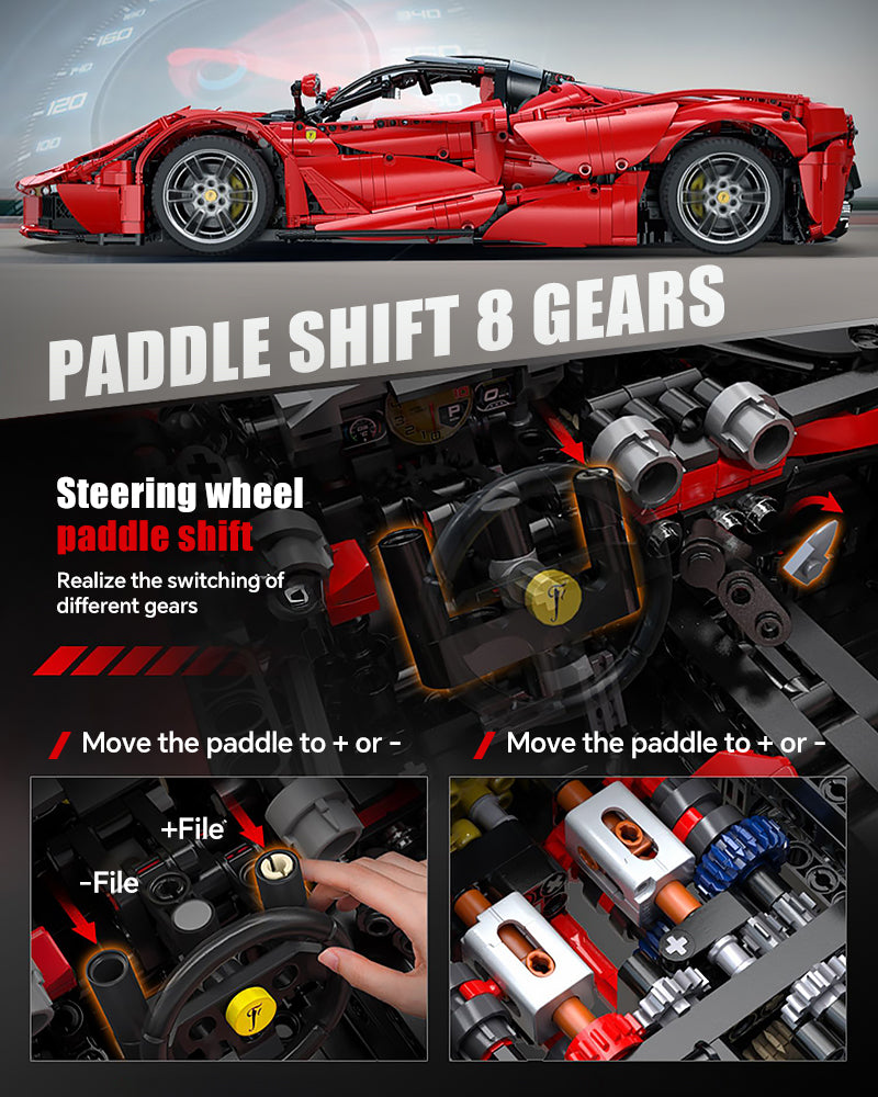 Trilumity LaFerrari C6 Sportcar, Fully Detailed Simulation Building Block Set, 1:8 Scale, Remote Control, 4,739-Piece