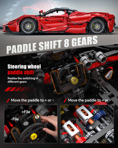 Trilumity LaFerrari C6 Sportcar, Fully Detailed Simulation Building Block Set, 1:8 Scale, Remote Control, 4,739-Piece
