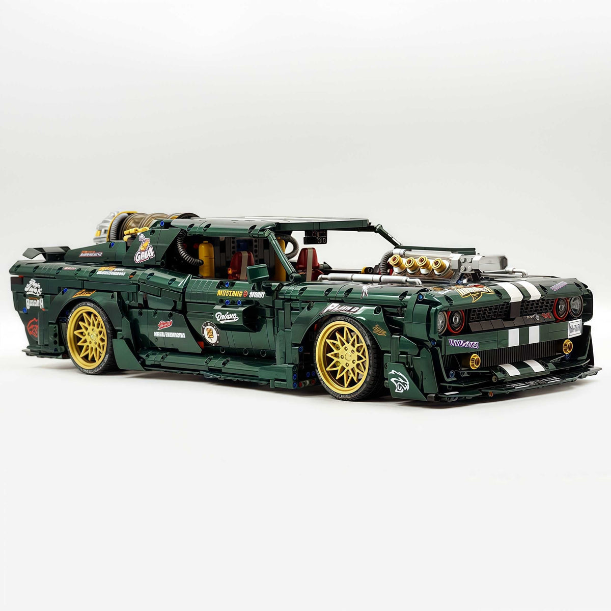 Trilumity Motorized Building Block Set: 1: 8 Dodge Challenger, Pearlescent Green Paint Customized Version (3751-Piece)