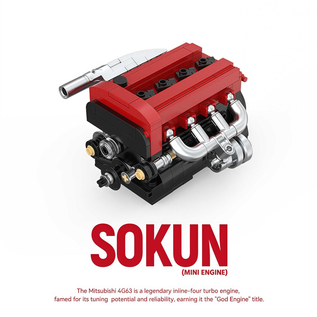 Trilumity Building Block Set: Mitsubishi Evo 4G63 Engine | Home Decor (216Piece)