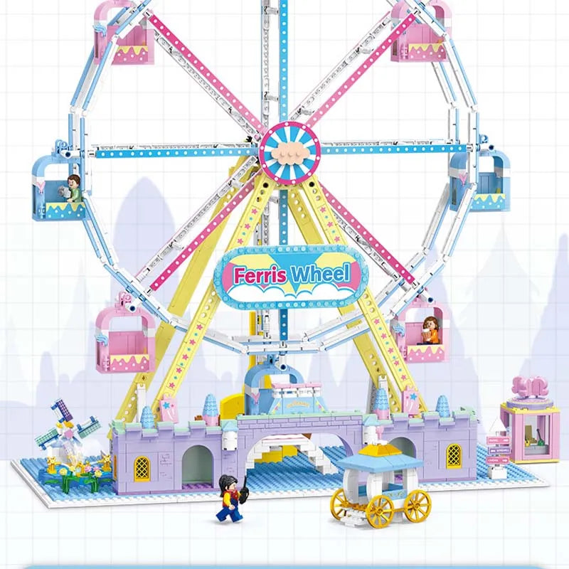 JieStar MOC Building Block Set: Motorized Ferris Wheel, Model FF30014