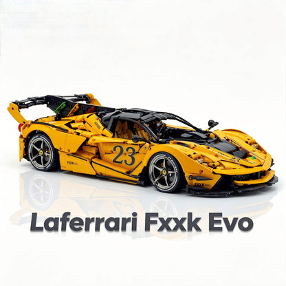 Trilumity Motorized Building Block Set: 1:8 The Ultimate Italian Hybrid Hypercar Evo | Baked Enamel Yellow Paint Italian Flagship (4058+-Piece)