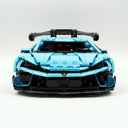 Trilumity Building Block Set: 1:8 Italian Bull | Full-Function RC Sant'Agata Supercar | Uv Sky Blue Custom Edition (3601-Piece)