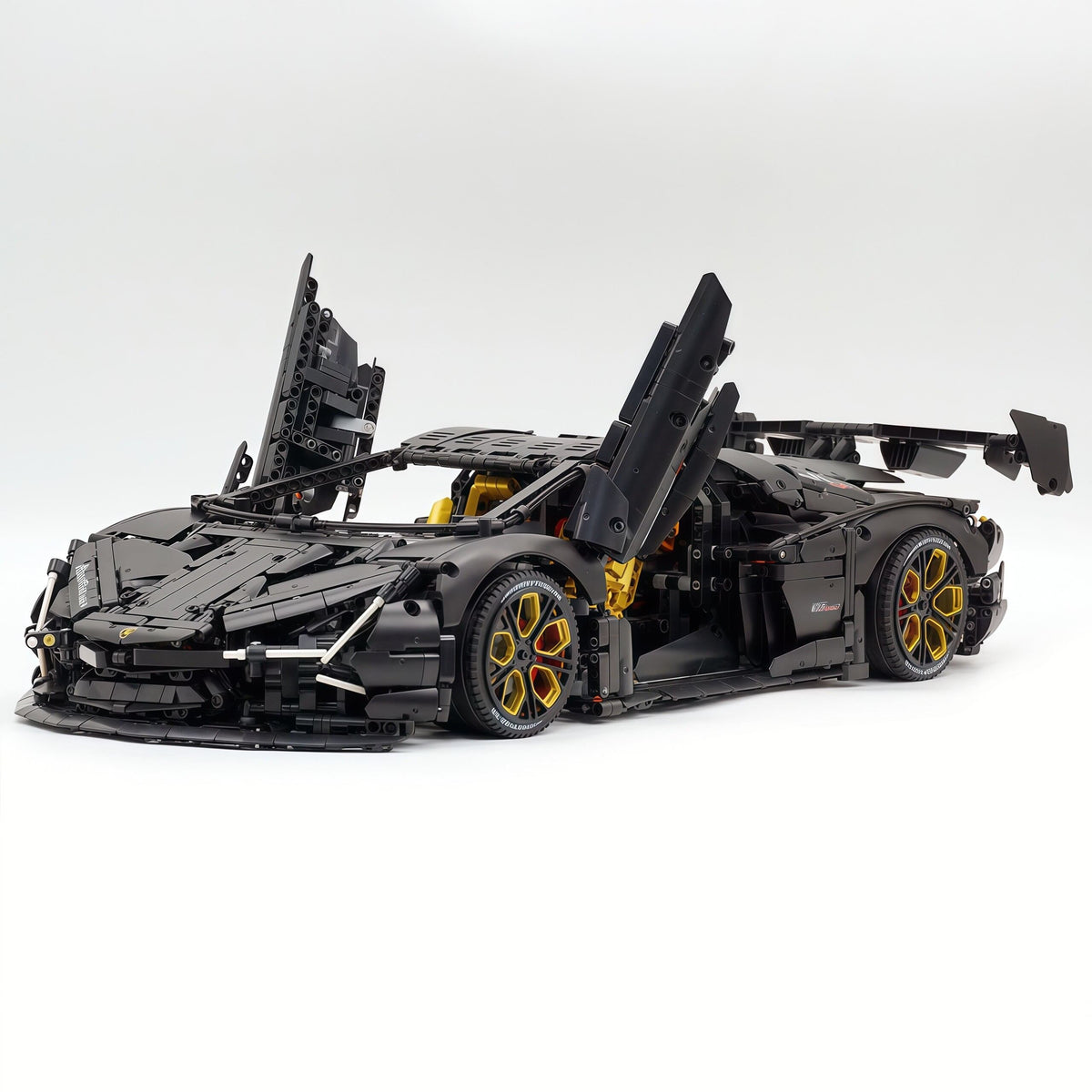 Trilumity Motorized Building Block Set: 1:8 Italian Bull Jota V12 Hypercar – Barrel Plated Matte Black Customized Edition (3260-Piece)