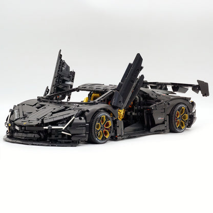 Trilumity Motorized Building Block Set: 1:8 Italian Bull Jota V12 Hypercar – Barrel Plated Matte Black Customized Edition (3260-Piece)