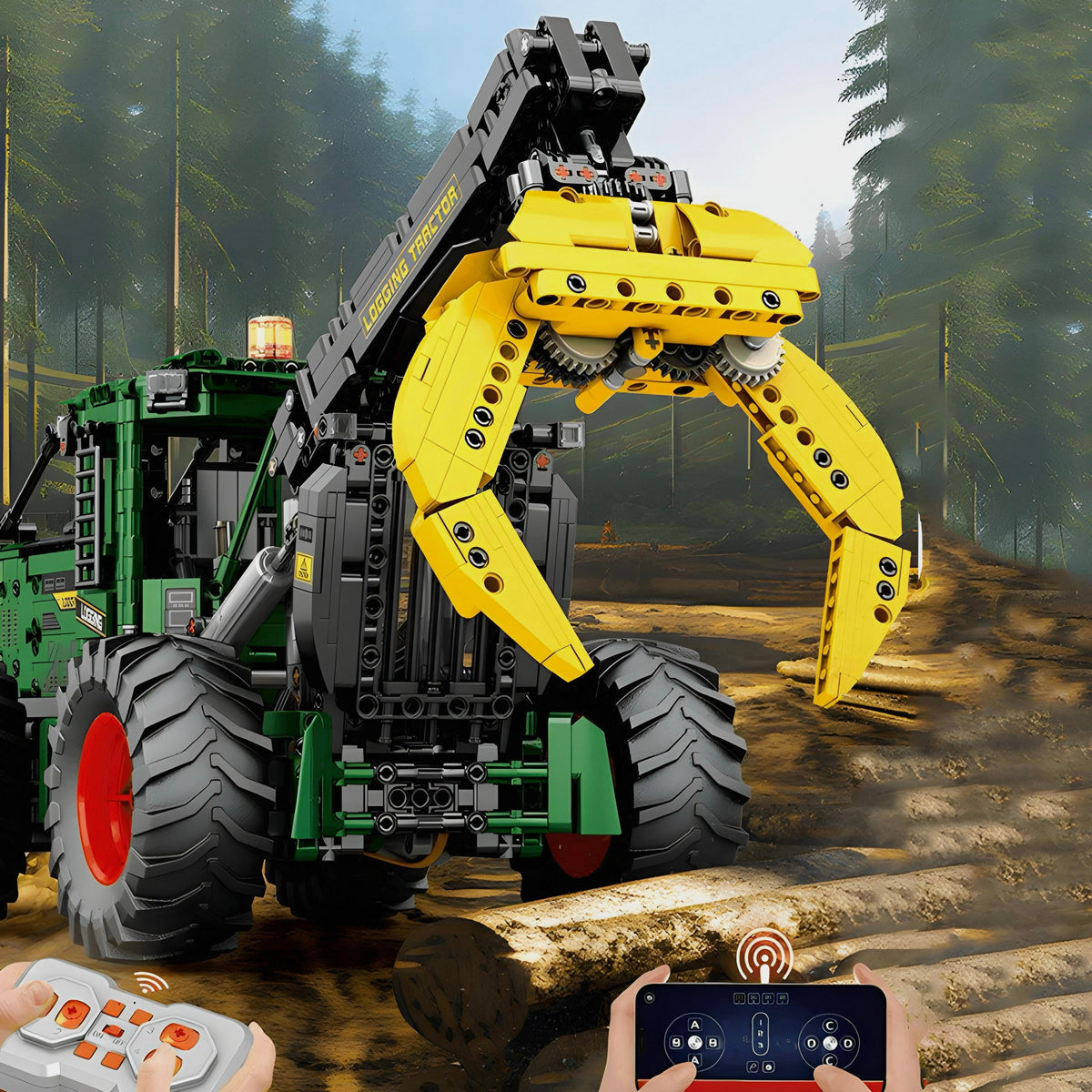 Trilumity Log Skidder Tractor Building Block Set, Remote Control, 1,741-Piece
