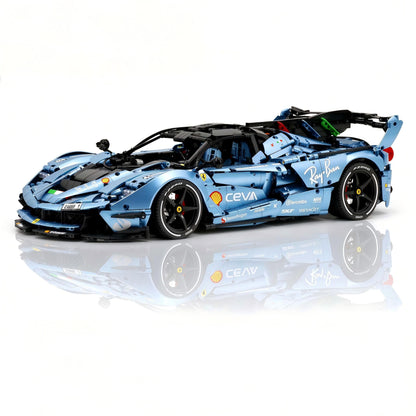 Trilumity Motorized Building Block Set: 1:8 The Ultimate Italian Hybrid Hypercar Evo | Customized Electroplating Tiffany Blue Italian Exotic