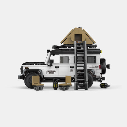 Trilumity Building Block Set: Land Rover Defender Camper | British Camper Off‑Roader with Container Display Case(676-Piece)