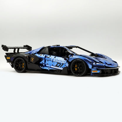 Trilumity Building Block Set: 1: 8 The Ultimate Lamborghini Essenza Scv12, Mirror Blue Plated Limited Edition (4100+Piece)