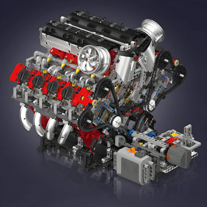 Trilumity Motorized Building Block Set: The Ultimate F488 V8 Engine (2717-Piece)