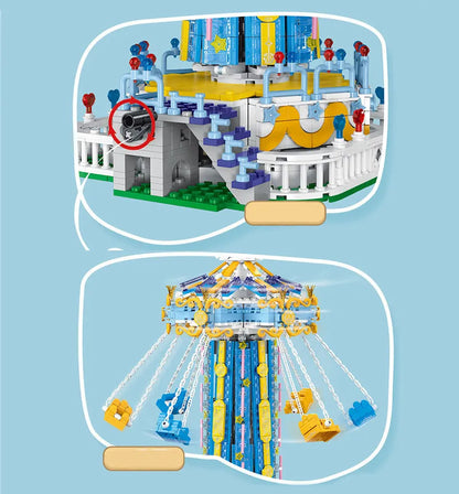 MORK MOC Motorized Building Block Set: Rotating Windmill, Model 031027