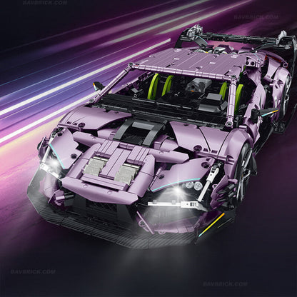 Trilumity Building Block Set: 1:10 Drifting Edition Italian Bull L539 Lightning Hybrid | Remote Controlled Drifting Italian Bull | Metallic Purple