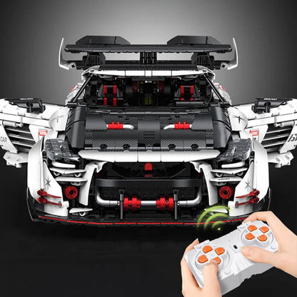 Trilumity Motorized Building Block Set: 1:8 Nissan GT-R R35 Widebody Edition | White Beast | 3939+-Piece