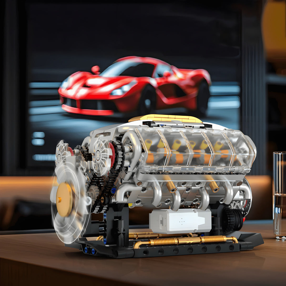 Trilumity Building Block Set: Motorised V8 Engine (692-Piece)