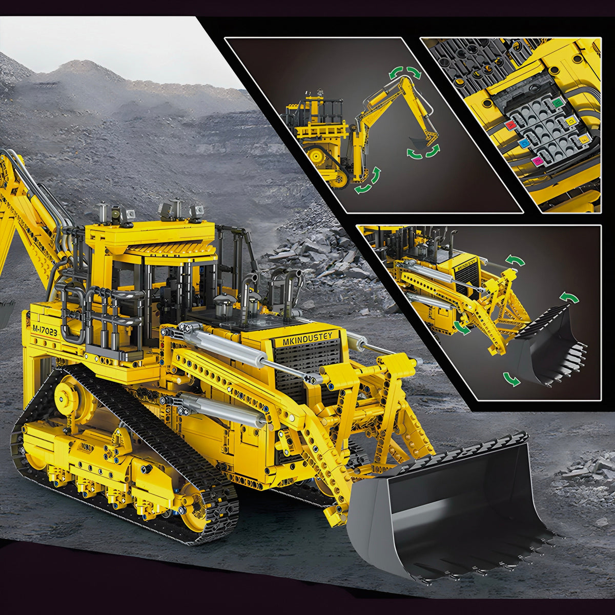 Trilumity Pneumatic Backhoe Loader Building Block Set, Remote Control, 3,960-Piece
