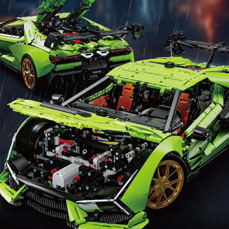 TiaGole MOC Motorized Building Block Set: Lambo Aventador SVJ Supercar, Model T5046