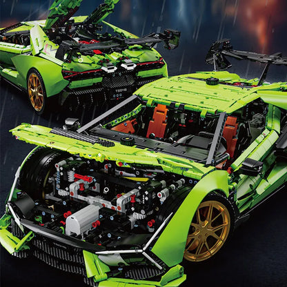 TiaGole MOC Motorized Building Block Set: Lambo Aventador SVJ Supercar, Model T5046