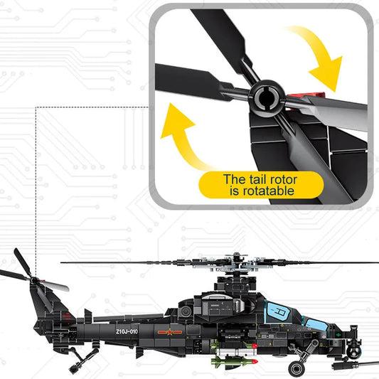 Trilumity Z-10 Attack Helicopter Building Block Set, 732-Piece