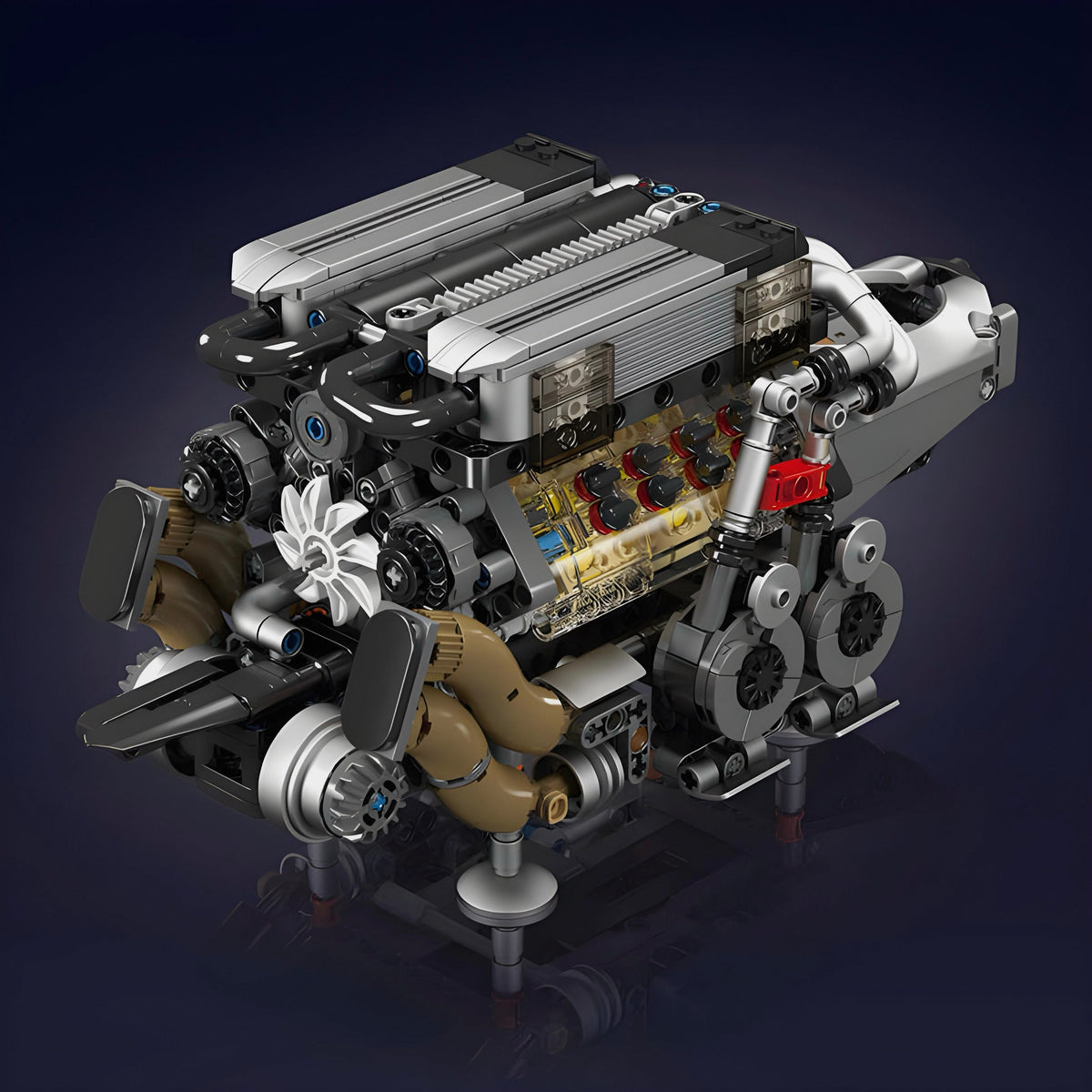 Trilumity Motorized Building Block Set: Bgt Supercar W16 Engine (957-Piece)