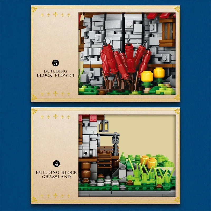Reobrix MOC Building Block Set: European Century MOC Medieval Windmills Town, Model R66014