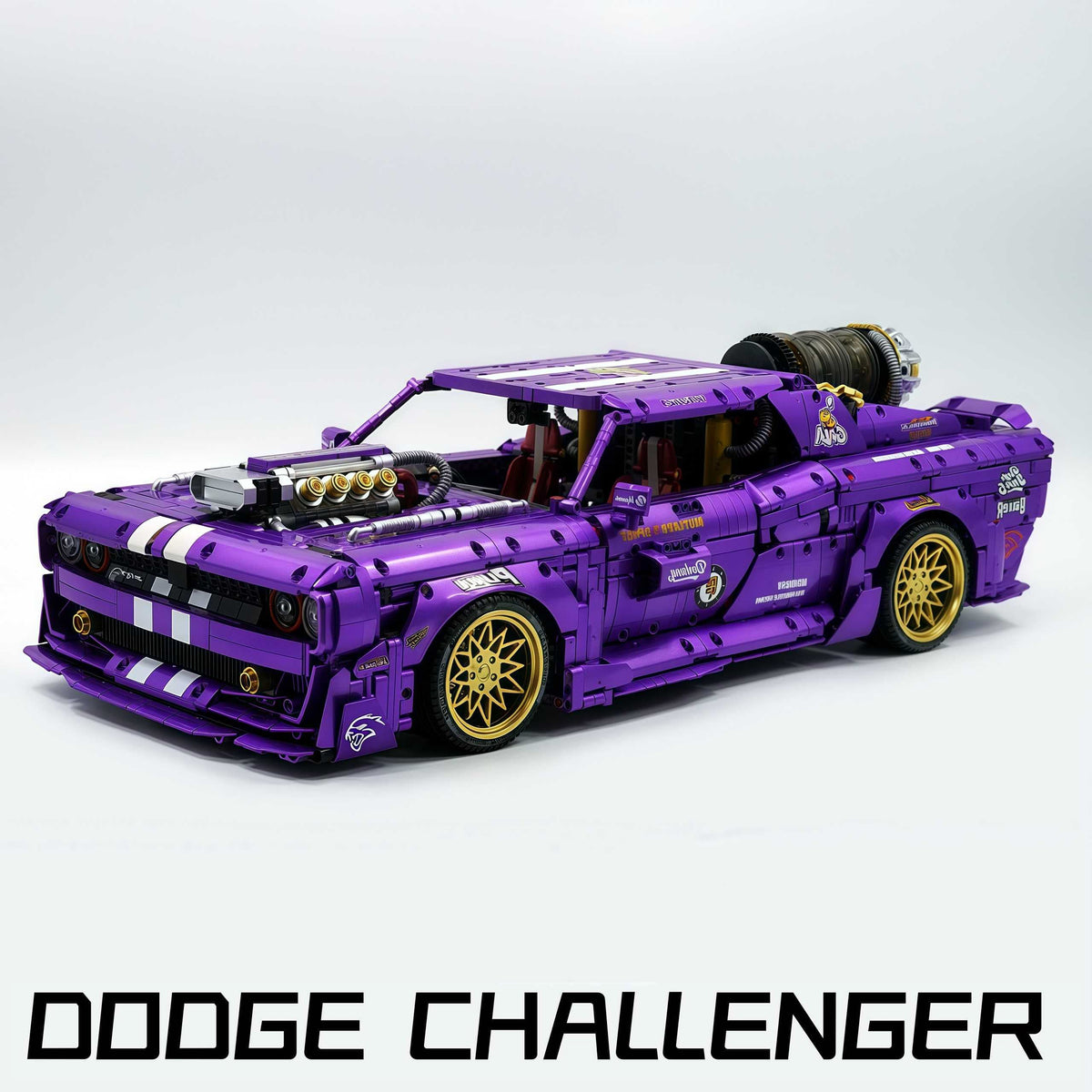 Trilumity Motorized Building Block Set: 1: 8 Dodge Challenger, Pearlescent Purple Paint Customized Version (3751-Piece)