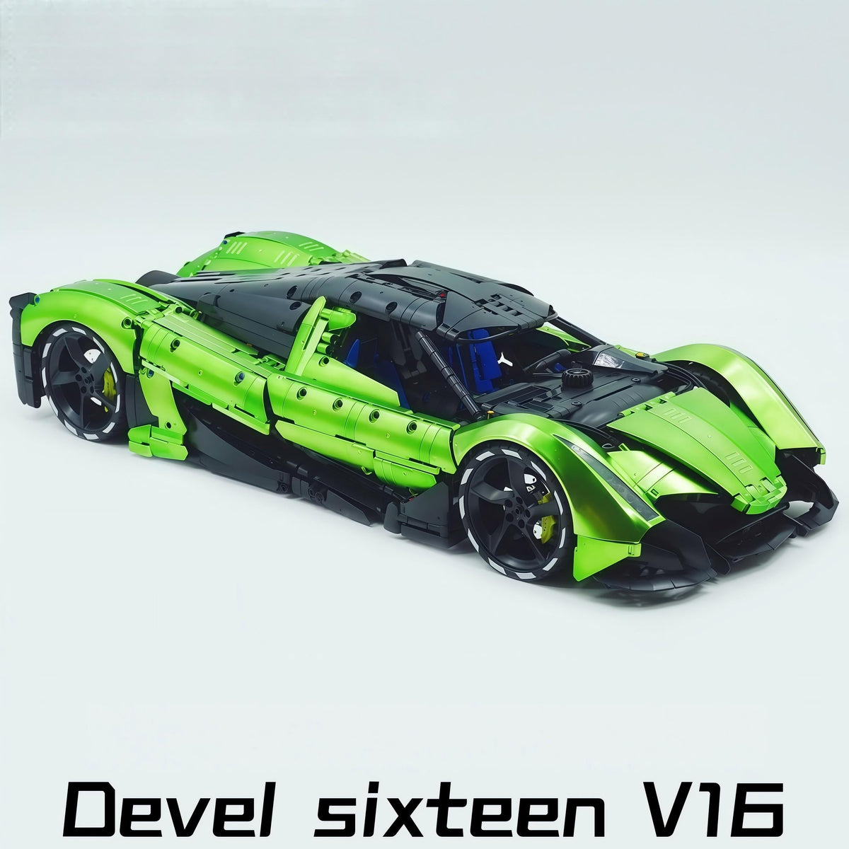 Trilumity Building Block Set: 1:8 Devel sixteen V16 | Neon Green Custom Edition | Officially licensed (4016Piece)
