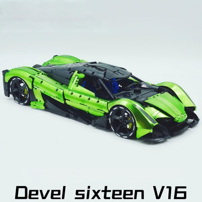 Trilumity Building Block Set: 1:8 Devel sixteen V16 | Neon Green Custom Edition | Officially licensed (4016Piece)