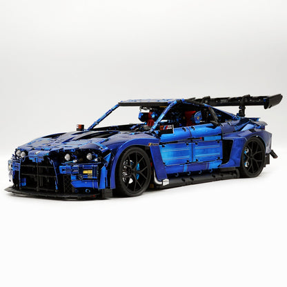 Trilumity Motorized Building Block Set: 1: 8 BMW M4 GT3 Building Set, Fully Detailed Simulation, Electric Sapphire Blue Custom Edition (4556Piece)