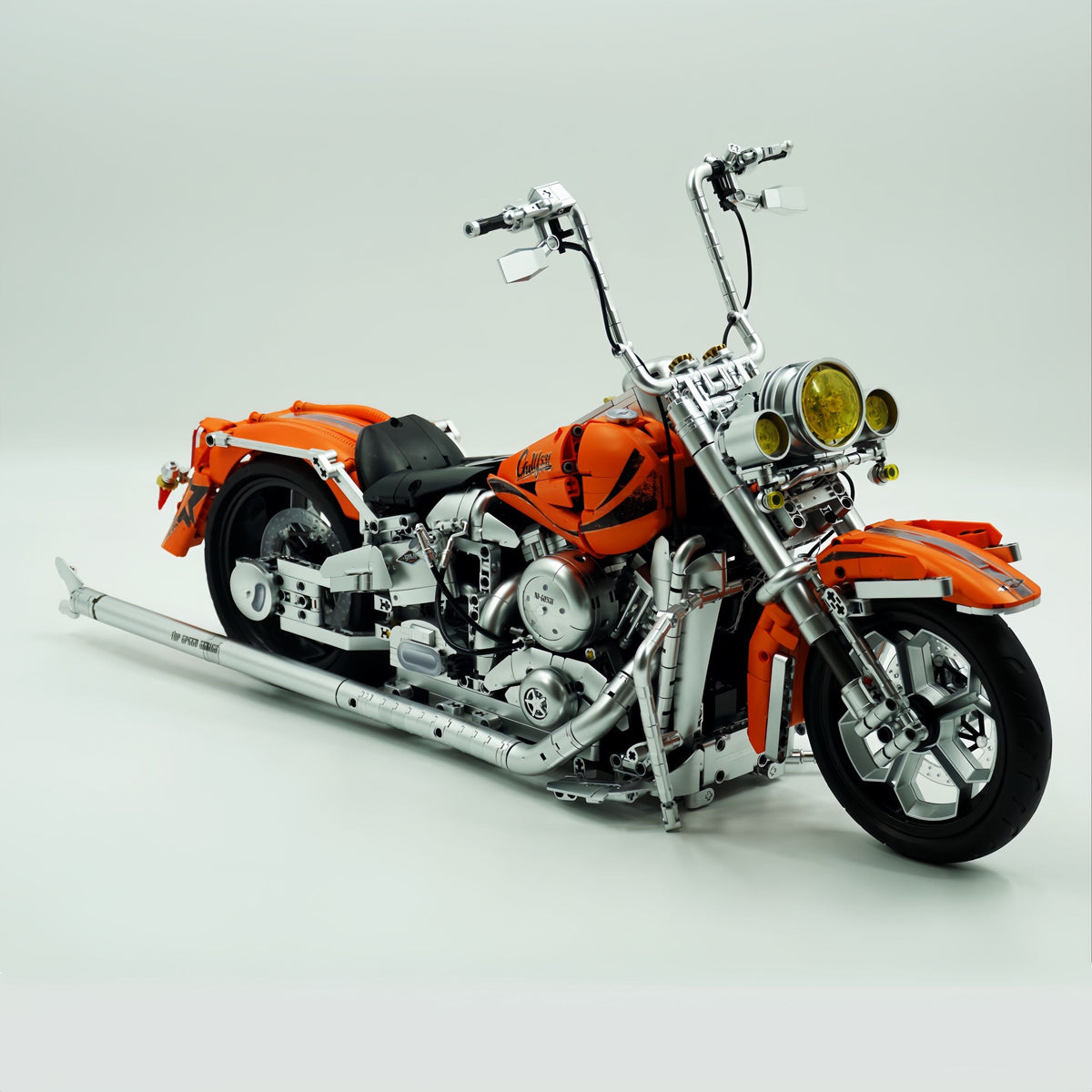 Trilumity Harley Heuer Fat Boy, Electroplating Body Building Block Set, 1:5 Scale, 2,392-Piece