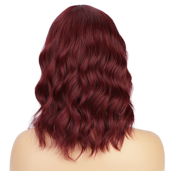 Trilumity Water Wave Wig with Bangs in Black, hair texture close-up