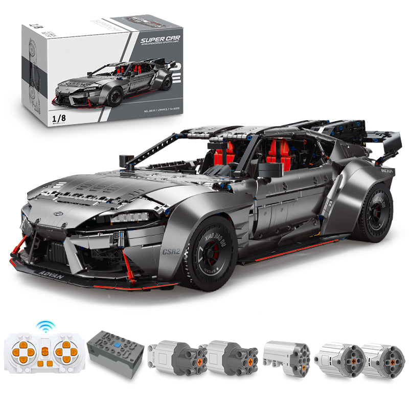 Trilumity Motorized Building Block Set: 1:8 Toyota Supra Building Sets, Electric Air Suspension, Rear Accelerator Blade linkage (4399-Piece)