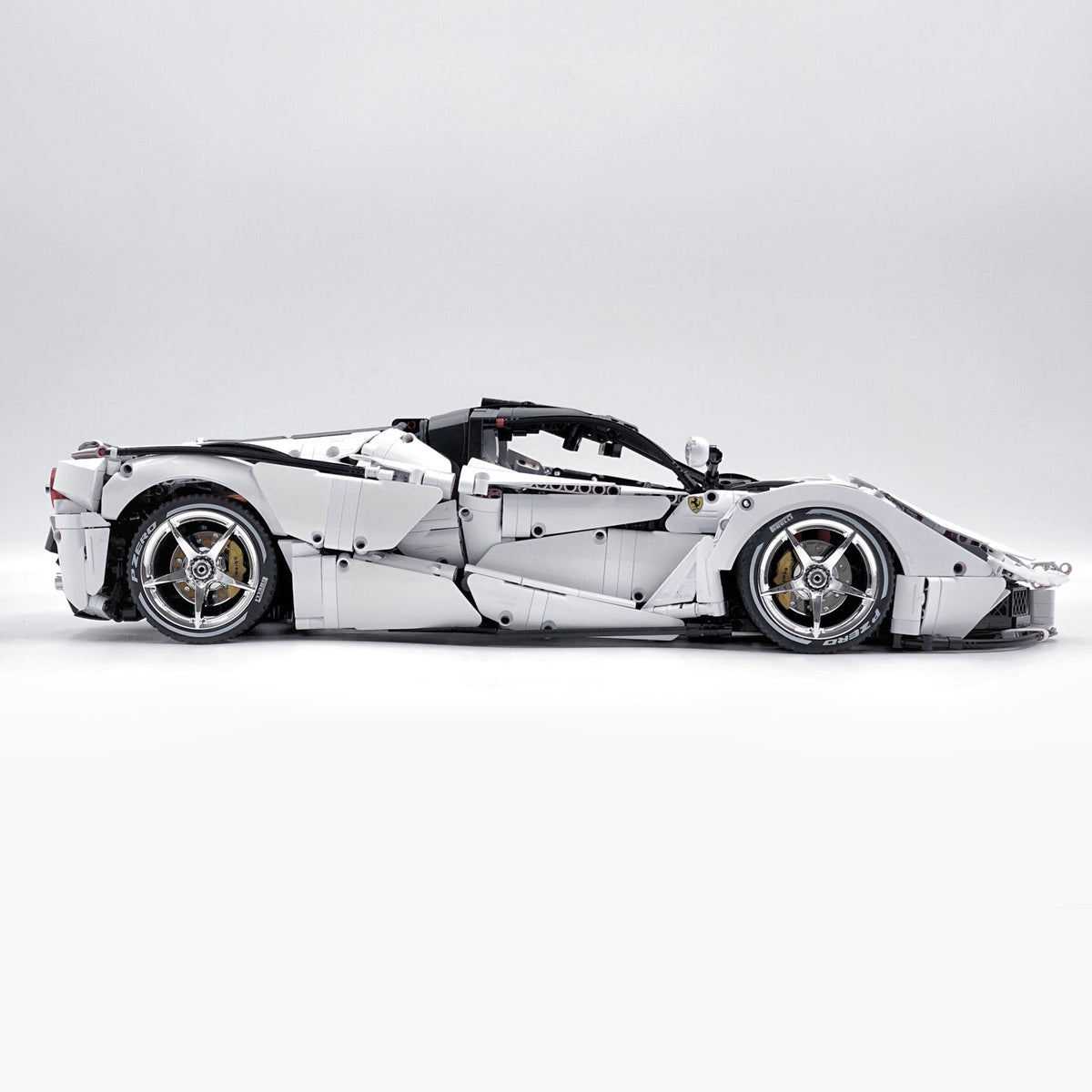 Trilumity LaFerrari C6 Sportcar, Custom White Goddess Building Block Set, 1:8 Scale, Remote Control, 4,739-Piece