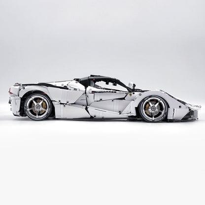 Trilumity LaFerrari C6 Sportcar, Custom White Goddess Building Block Set, 1:8 Scale, Remote Control, 4,739-Piece
