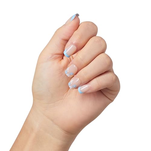 Trilumity No Glue Mani French Short Squoval Gel - Bare French Press On Nails