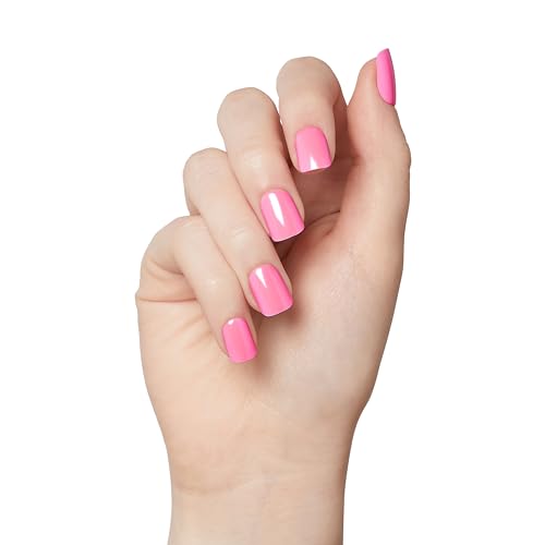 Trilumity Premium No Glue Mani Color Short Squoval Gel Reusable Set - Pink Press On Nails