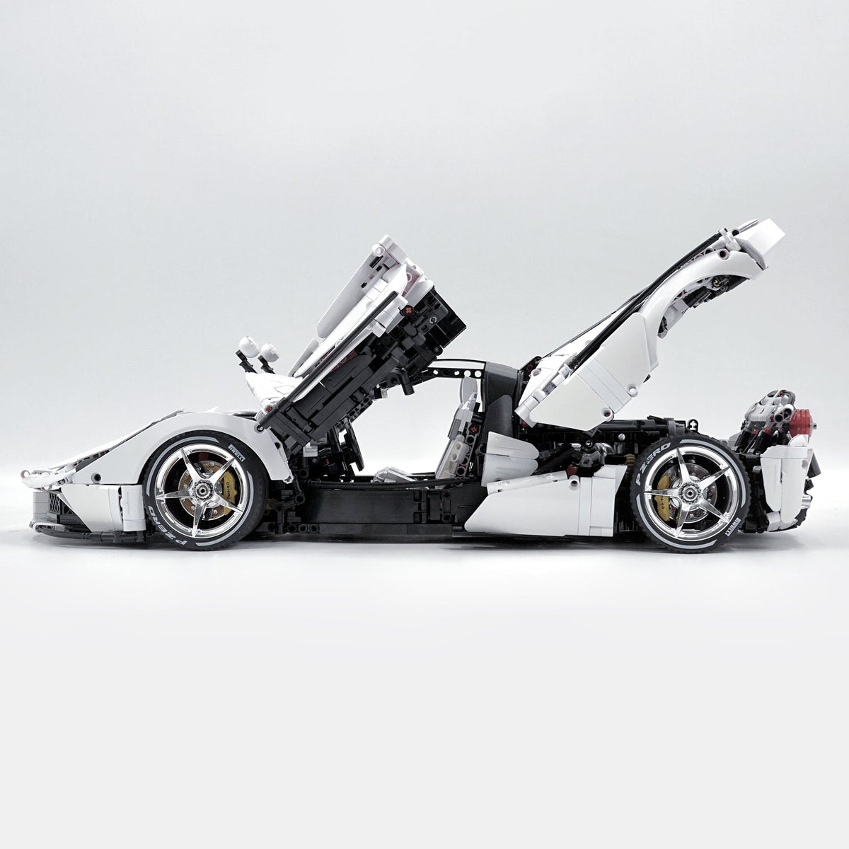 Trilumity LaFerrari C6 Sportcar, Custom White Goddess Building Block Set, 1:8 Scale, Remote Control, 4,739-Piece