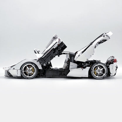 Trilumity LaFerrari C6 Sportcar, Custom White Goddess Building Block Set, 1:8 Scale, Remote Control, 4,739-Piece